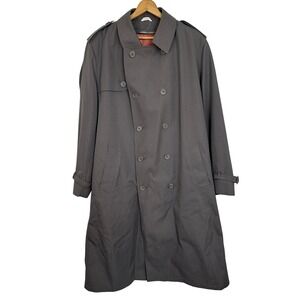 Vintage Oleg Cassini Weather Ready Trench Coat Double Breasted Lined Gray Men 46